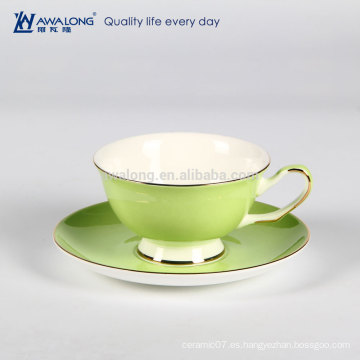 Pintura Verde Patrón Natural Tazas De Café Impreso Personalizado Y Saucers Set